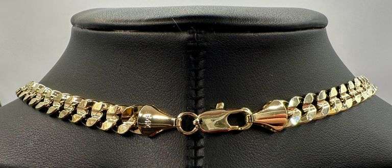 Sharp 14 Kt. Yellow Gold Plated 41.6 Gram Cuban Link Chain Necklace.