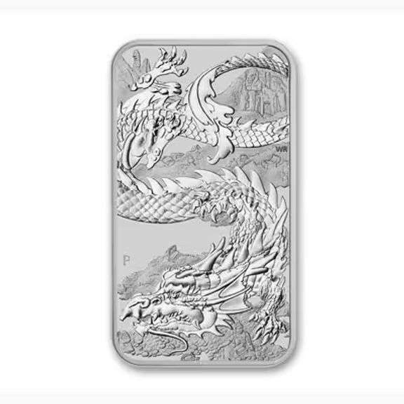 Pair of 2023 1 oz. Australian Perth Mint Silver Dragon Bars