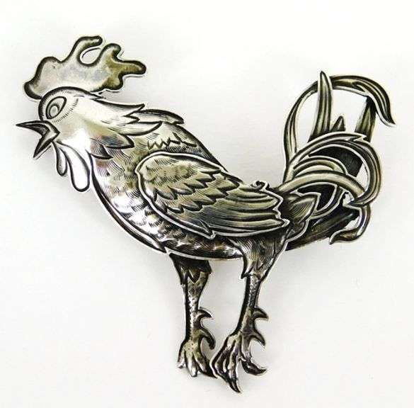 Kit Carson Sterling Rooster Pin