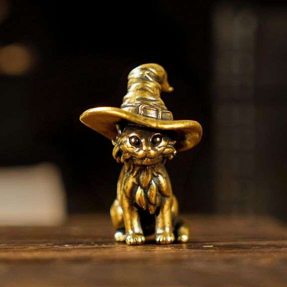 Solid Brass Witch Cat