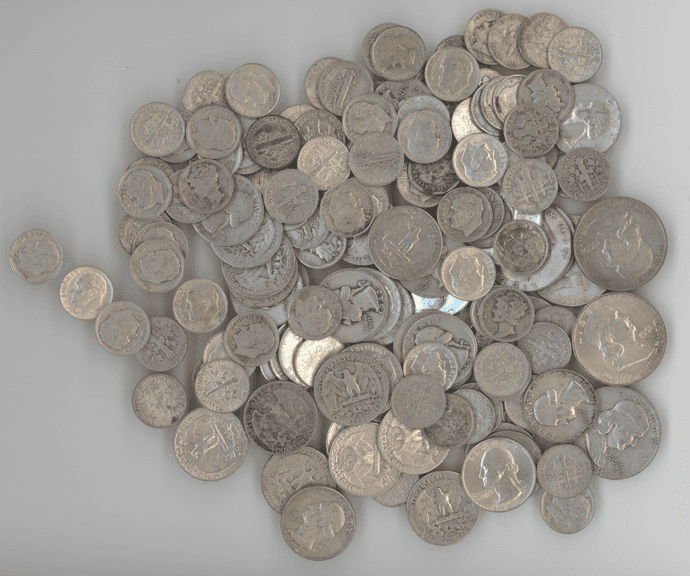 Lot of $25 Total Face Value of 90% SILVER coinage (10C, 25c, & 50c)