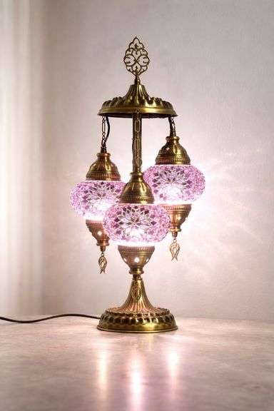 Handmade 3 Globe Turkish Mosaic Lamp