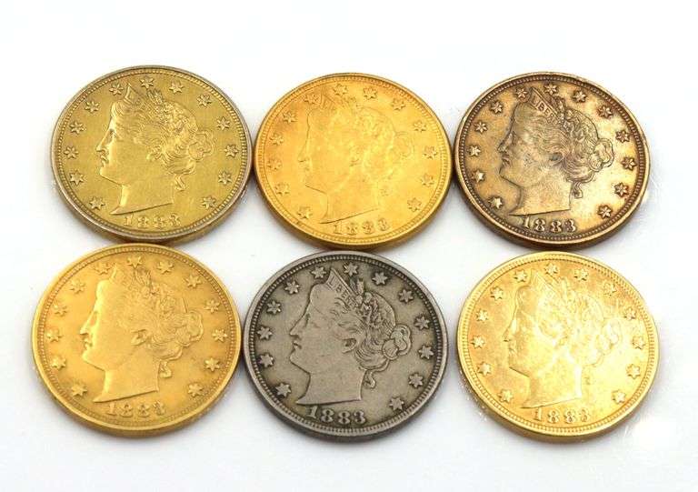 Five 1883 Rackateer Nickels & Regular 1883 No Cents Nickel