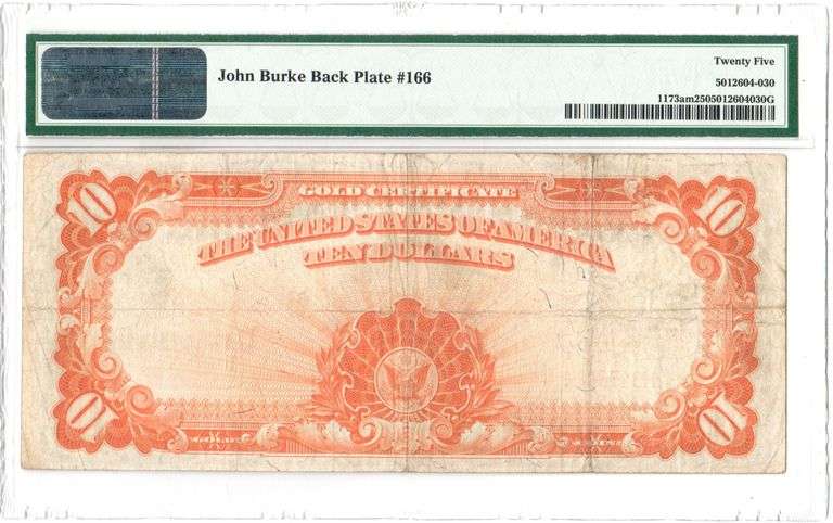 1922 $10 Gold Certificate “Speed White” Mule Note | FR#1173am | Small S/N | VF 25