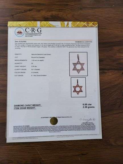 14 KT Yellow Gold Star of David Pendant