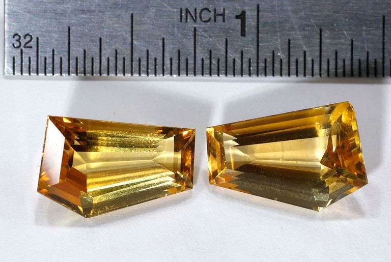 Fantasy-cut Natural Citrine Pair