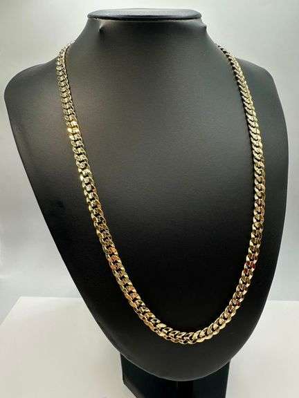 Sharp 14 Kt. Yellow Gold Plated 41.6 Gram Cuban Link Chain Necklace.