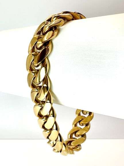 Sharp Gold Plate Monogramed Initial "A" Curb Link Bracelet