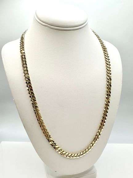 Sharp 14 Kt. Yellow Gold Plated 41.6 Gram Cuban Link Chain Necklace.