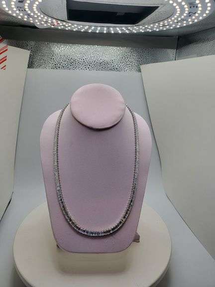 Unbelievable! 40.8 CTTW Lab Diamond Riviere Necklace in 14KT White Gold