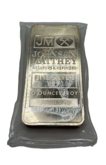 10 Troy Ounce Silver Bar- JM Logo