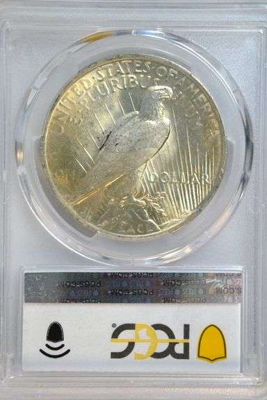 Solid Gem BU 1923 Peace Silver Dollar. PCGS MS65