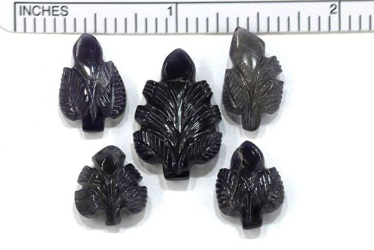 Iolite Botanical Carvings - Lot of 5
