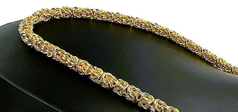 Huge 97.8 Yellow Gold Plated Byzantine Chain Necklace