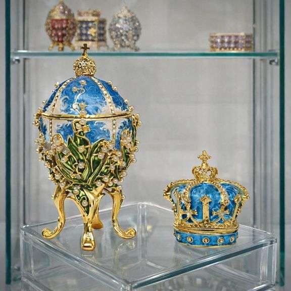 Lilies of the Valley with Crown Trinket Box