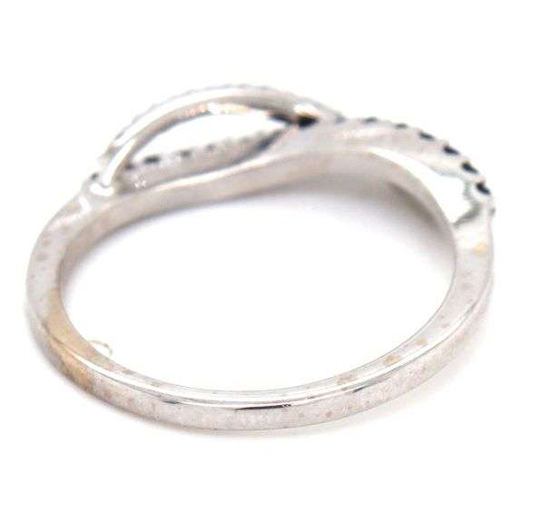 14kt White gold white and black diamond crossover ring