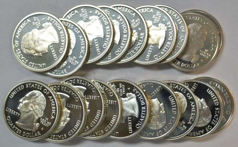 Great lot of 25 assorted Gem Cameo Proof 90% SILVER State Washington Quarters