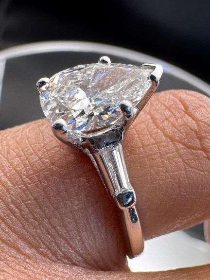 Platinum Pear Cut Diamond of 2.49ct