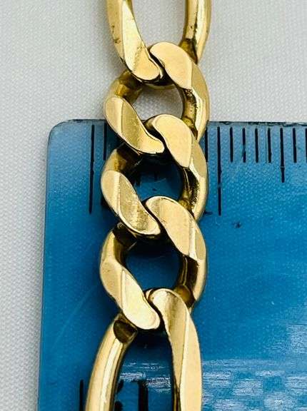14KT Yellow Gold Flat Solid Figaro Chain Bracelet
