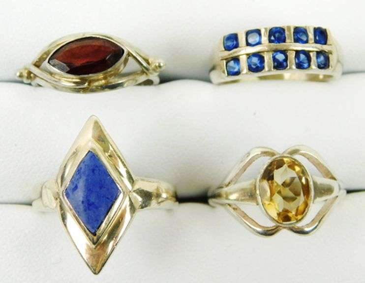 4 Sterling Silver Gemstone Rings