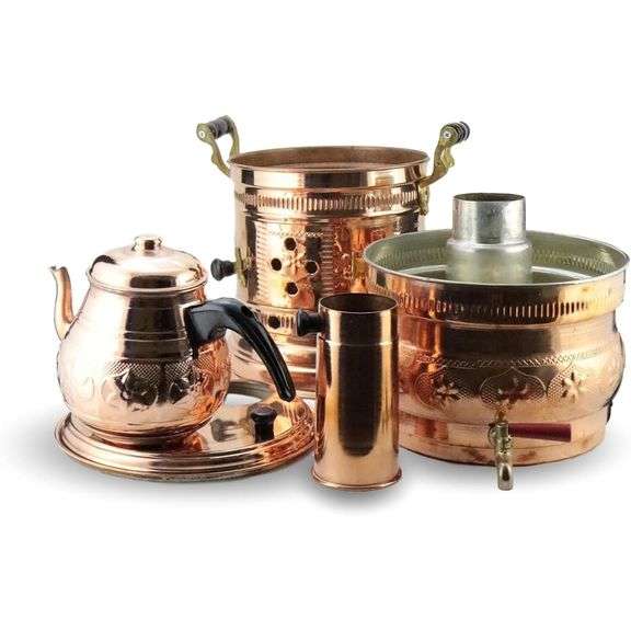 Engraved Copper Samovar with Teapot