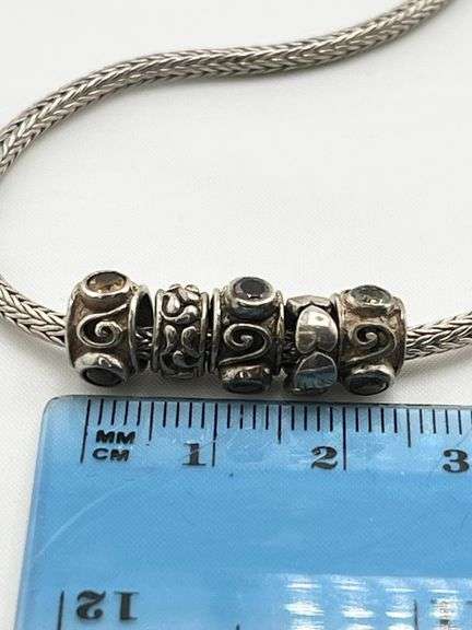925 Sterling Silver Samuel B Braided Chain With Gemstone Charm Beads Necklace