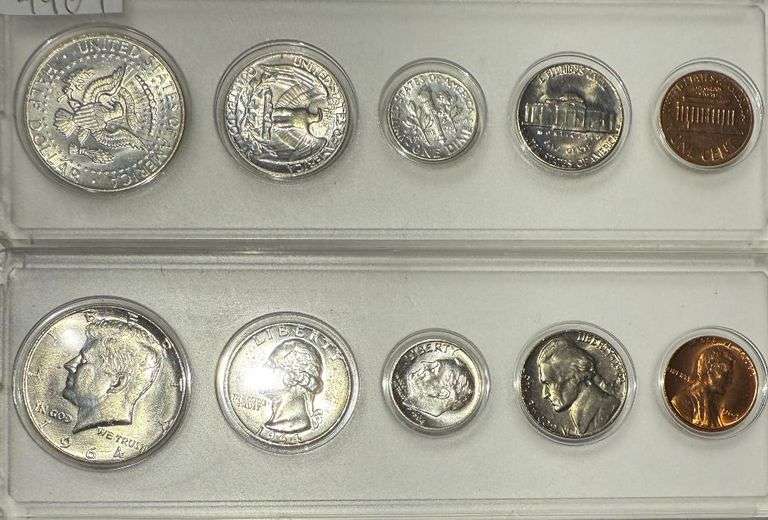 2 1964 US Unc Sets P and D Mints