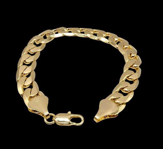 Strong 35.1 Gram 14 Kt. Gold Plate Cuban Link Bracelet