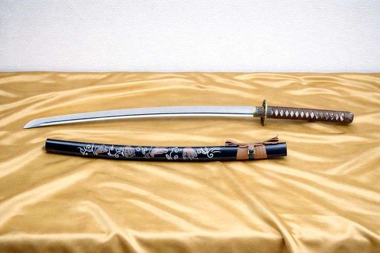 Full Tang Samurai Katana Japanese Sword with Yellow Tsuka