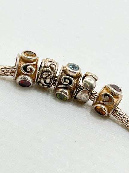 925 Sterling Silver Samuel B Braided Chain With Gemstone Charm Beads Necklace