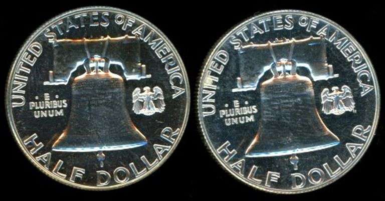 2 Choice Proof 1961 Franklin Silver Half Dollars
