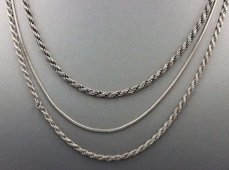 Group lot of 3 Vintage 925 sterling silver chains