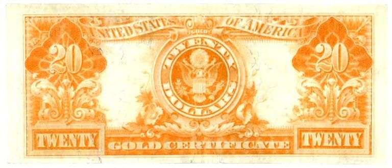 Very Scarce 1922 Series Large Size $20 Gold Certificate. Choice VF+