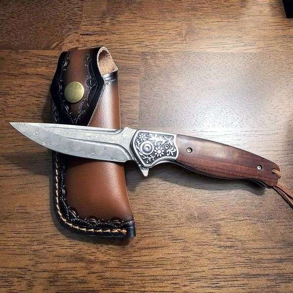 Damascus Steel Folding Pocket Knife
