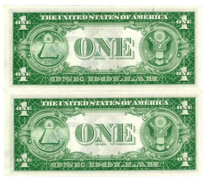 2 Consecutive Gem CU 1935 Series $1 Silver Certificates