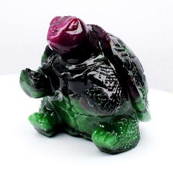 Hand carved 371.88ct Ruby in Zoisite Turtle