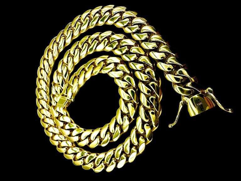 Yellow Gold Plate Cuban Curb Link Chain Necklace