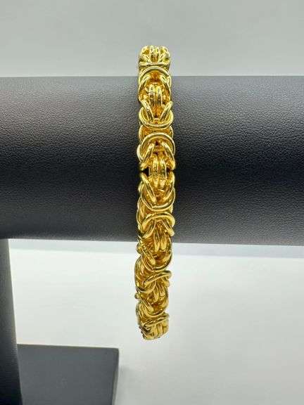 Sharp 43.9 Gram Yellow Gold Plated Byzantine Bracelet