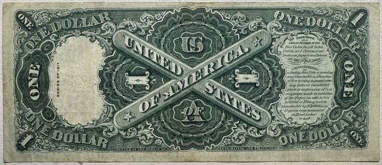 1917 $1 Legal Tender Fr. 36 Sawhorse Note Teehee Burke Red Seal Fine to Very Fine