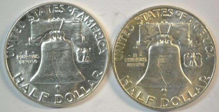 Choice BU 1952 & 1952-D Franklin Half Dollars. Full Bell Lines