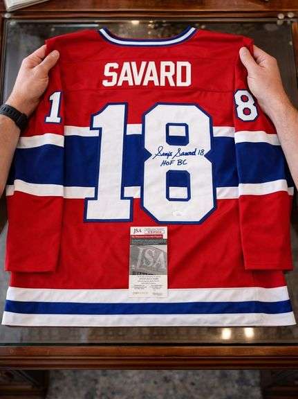 Autographed Serge Savard Red Hockey Jersey w/ COA