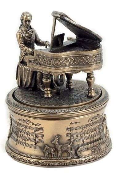 Mozart Figure Made of Poly Stone with A Metal Finish