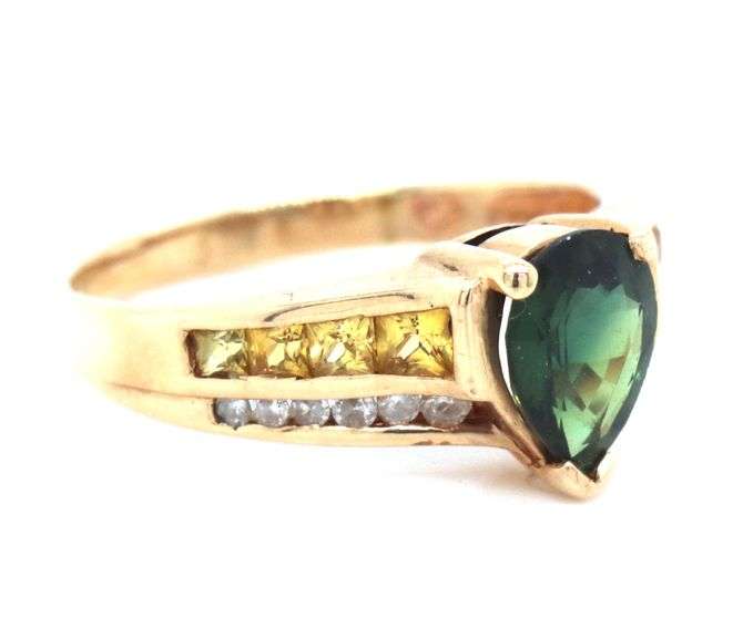 Tasteful 14K YG Green Tourmaline Ring
