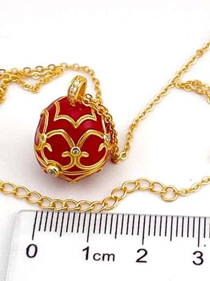 Ruby-Inspired Egg Pendant & Bracelet Set – 18K Gold Vermeil Jewelry for Special Occasions