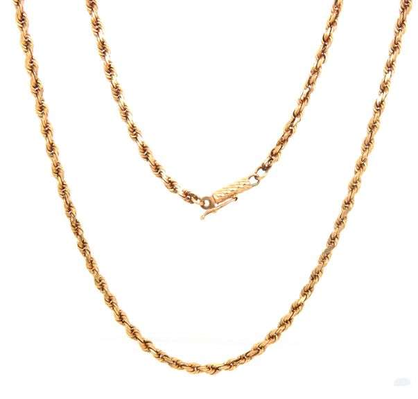 Sturdy 14K YG 20" Diamond Cut Rope Necklace