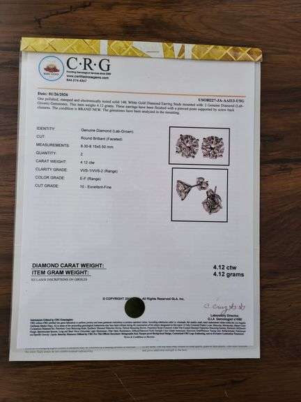 Classic Studs! Huge 4.12 CTTW Round Brilliant Cut Lab Diamond Earrings