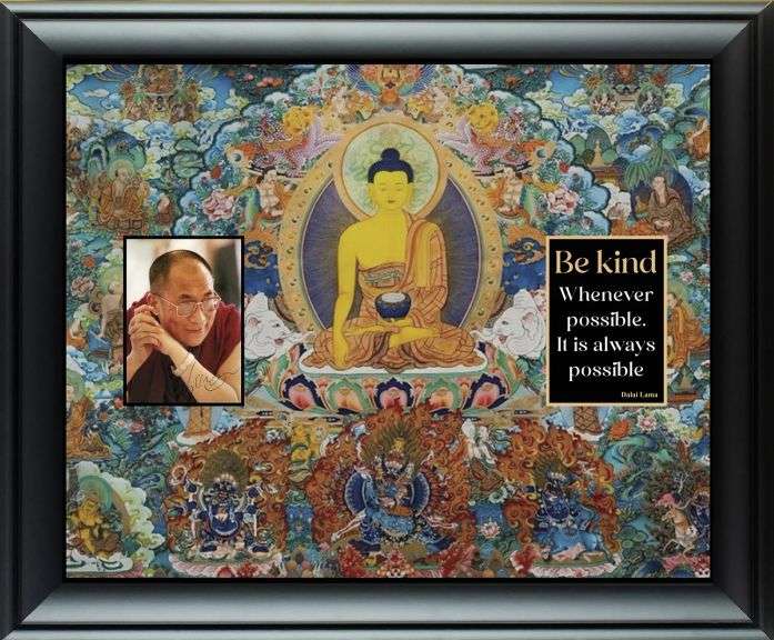 Dalai Lama Autographed Framed Custom Photo Display