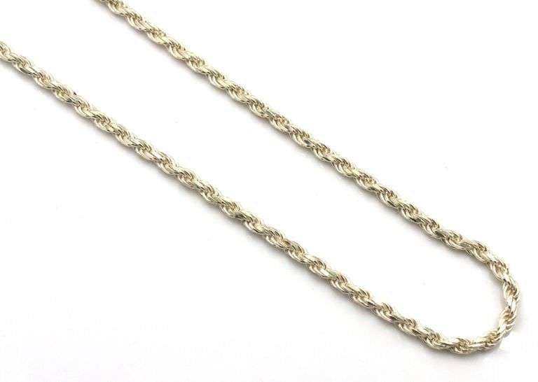 Italian 925 sterling silver rope chain necklace