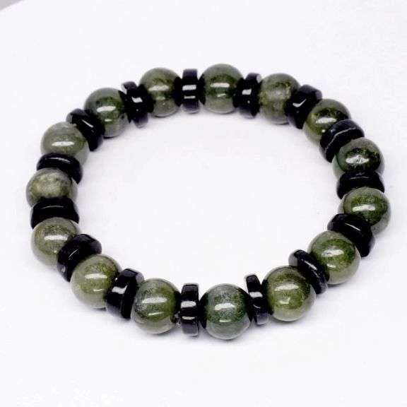 Large beads! 175.47ct black and green Burmese Jade! Untreated!