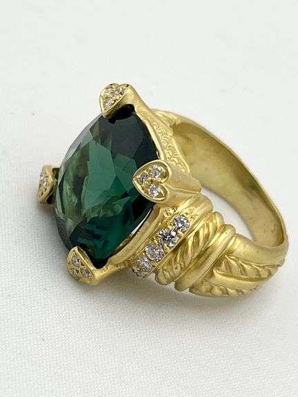 18KT Yellow Gold Judith Ripka Green Toumaline Ring